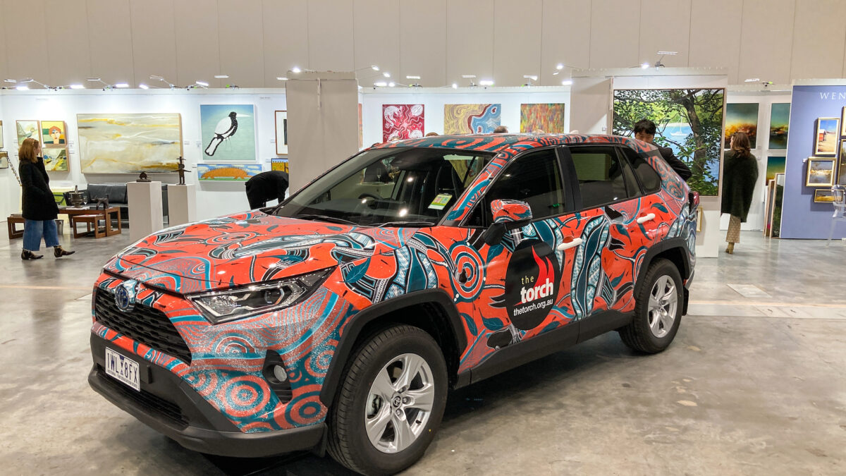 Four artists in The Torch program have had their artworks wrapped around The Torch’s four new Toyota RAV4 hybrids!